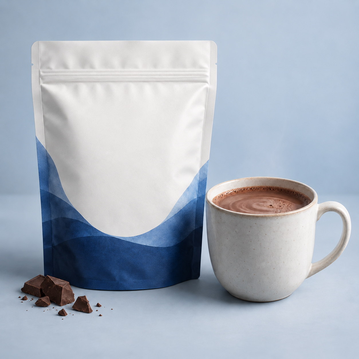 Unbranded hot chocolate packaging concept